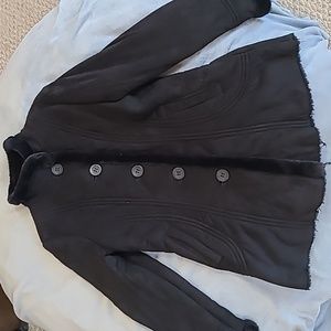 Long Black Polyester Coat